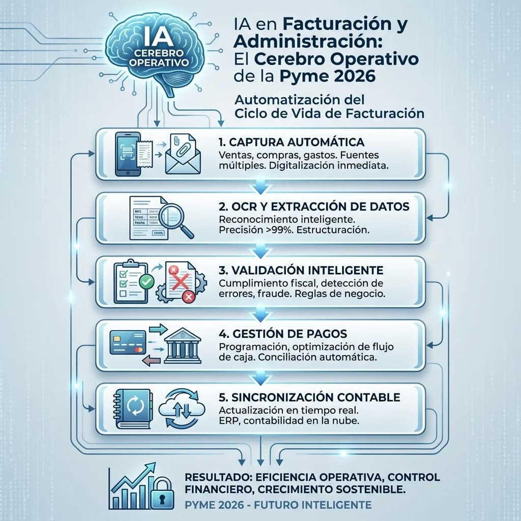Infografía: proceso completo de automatizacion facturacion administracion paso a paso para pymes