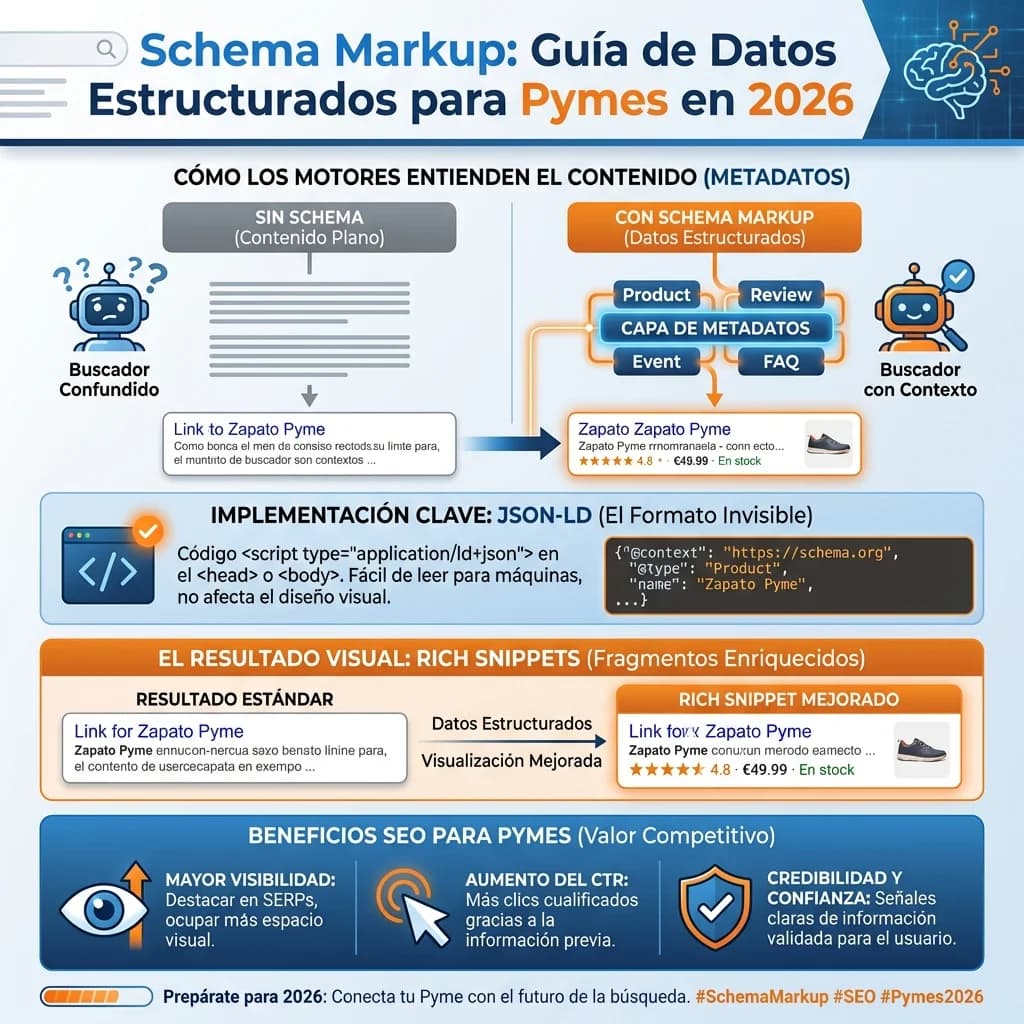 Infografía: proceso completo de schema markup guia avanzada paso a paso para pymes
